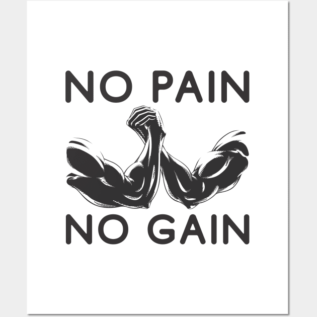 No pain no gain - Crazy gains - Nothing beats the feeling of power that weightlifting, powerlifting and strength training it gives us! A beautiful vintage design representing body positivity! Wall Art by Crazy Collective